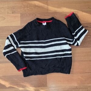 Sundry Anthropologie Black and White Striped Knit Sweater